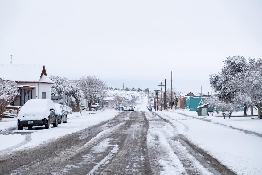 Marfa is covered with snow on Thursday, Feb. 18, 2021. The temperature dropped to 7 degrees on Friday morning.