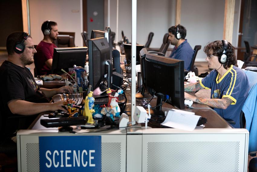 Employees play games during their lunch break at Twisted Pixel, a video game company in Austin. Texas is second in the nation for video game industry employment and promoting further growth with incentives and training.