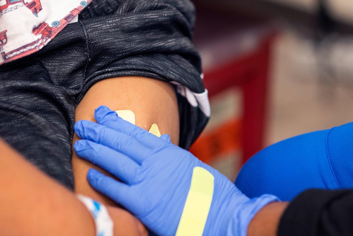 Mateo Cardona, 4, receives a vaccine in Texas Children’s Hospital in Houston on June 28, 2022.
