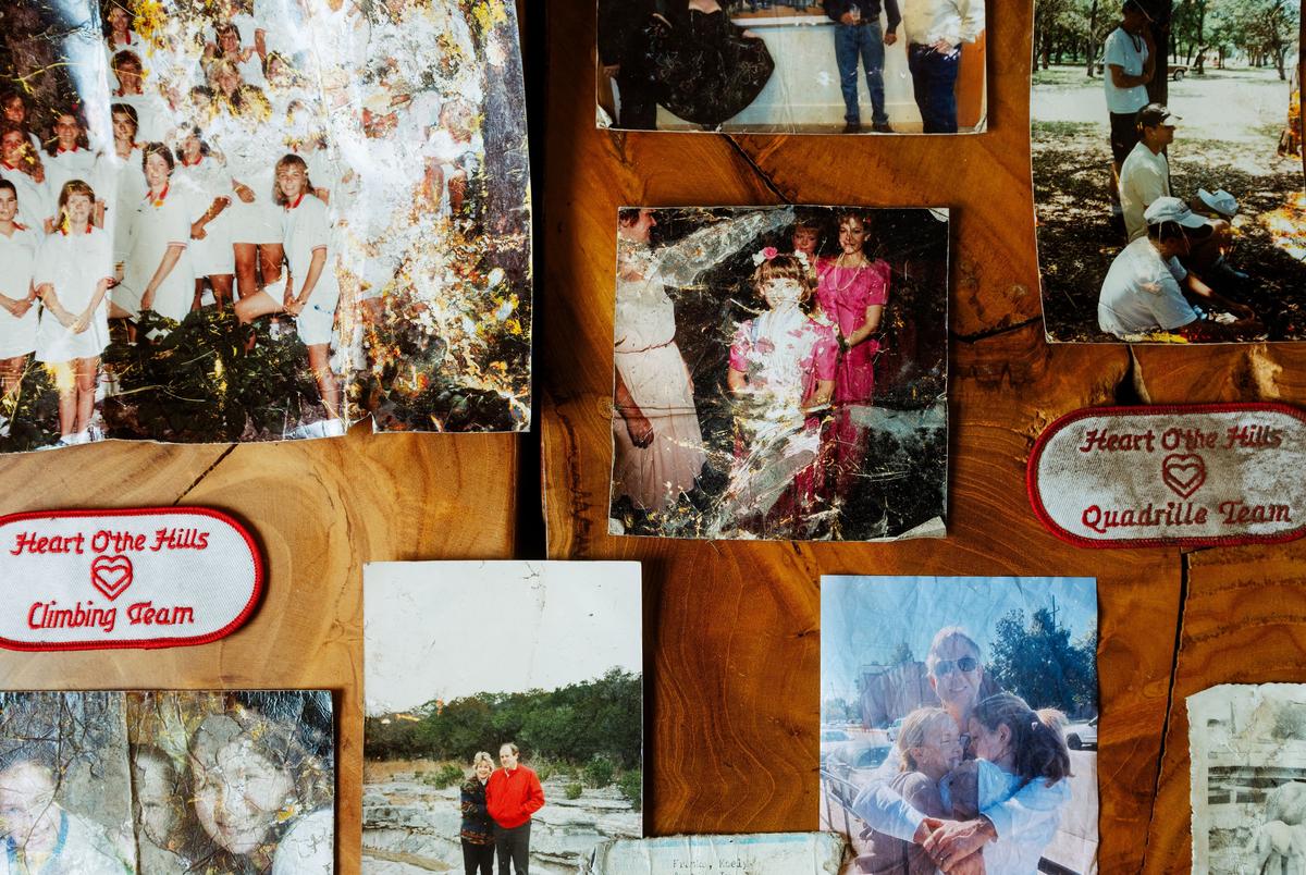 Photos and patches from the Heart of the Hills camp that Michael Guyer has found while volunteering in search efforts in the aftermath of the flood in Kerr County.