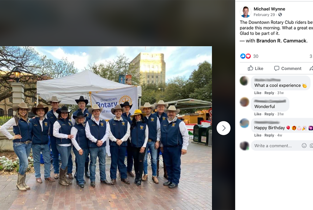 A screen shot of Michael Wynne’s Facebook post.