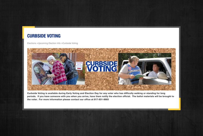 Curbside voting is currently available in Tarrant County for voters who have trouble standing for long periods of time or experience other forms of disabilities. A proposed House bill would expand the option to parents in Texas.