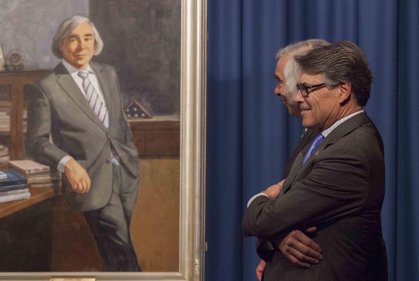 On August 2, 2017, U.S. Energy Secretary Rick Perry presided over the unveiling of an oil portrait of his predecessor, Ernest Moniz. The painting highlights some of Moniz’s published work, including a seminal study, “The Future of Natural Gas.”