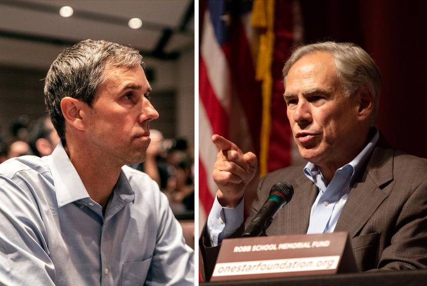 Democratic gubernatorial nominee Beto O'Rourke, left, and Gov. Greg Abbott.