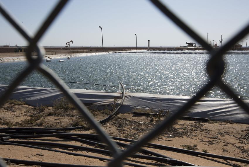 Fracking water retention pond near Big Spring, Texas.