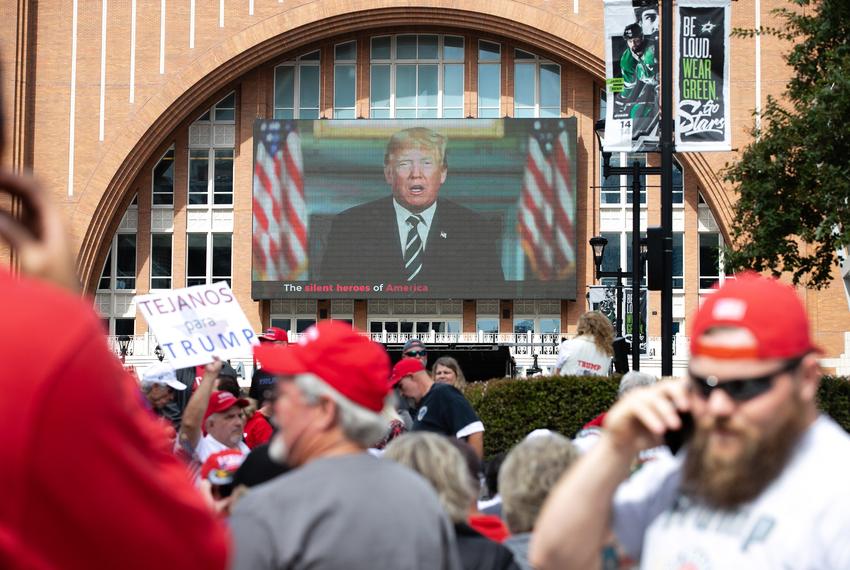 Supporters of President Donald Trump showed up in large numbers to the American Airlines Center in Dallas on Thursday, a few even camped out in line the night before and many stood in lines that continued for blocks around the arena.