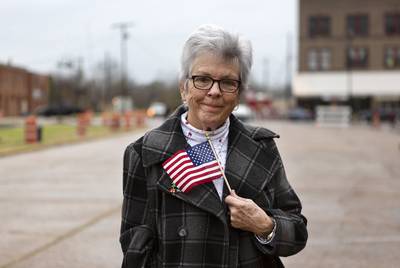 Beth Amick of Crockett is in Navasota to honor the passing of former President George H.W. Bush. 