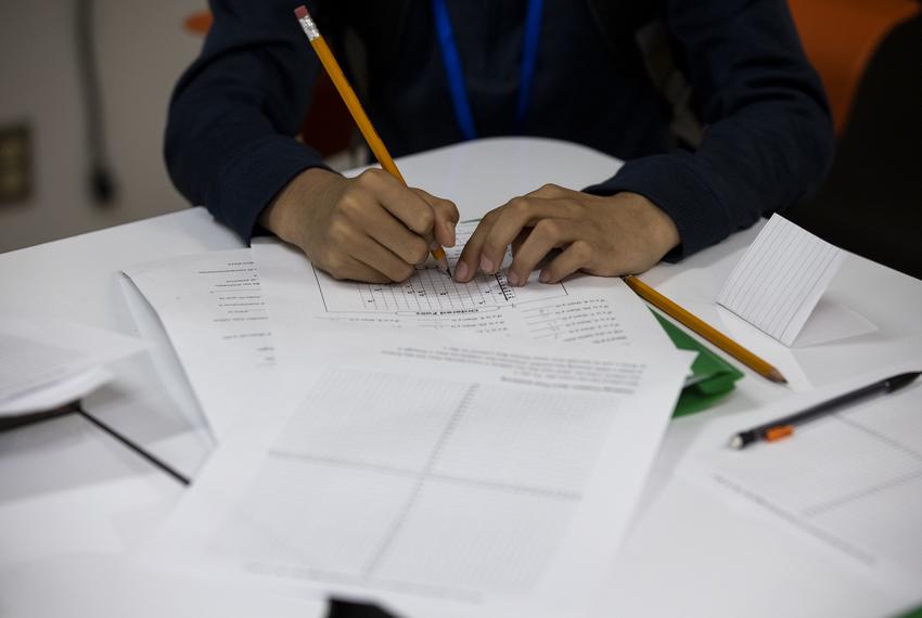 AUSTIN, TEXAS - July 23, 2025: Austin Voices for Education and Youth, hosts a summer camp at the Dobie Middle School for students that attend the three Austin ISD schools at risk of closure. Ilana Panich-Linsman for The Texas Tribune