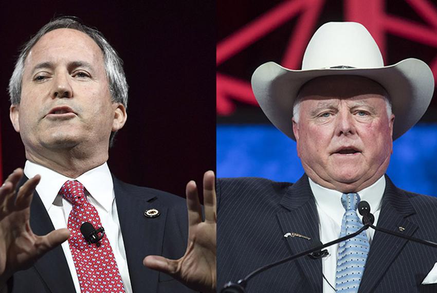 Texas Attorney General Ken Paxton (l.) and Agriculture Commissioner Sid Miller. Both spoke at the state GOP convention in Dallas Texas on May 14, 2016.