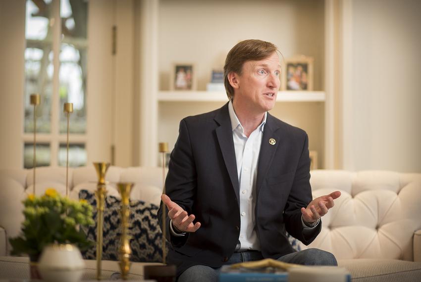 Then-Democratic candidate for governor Andrew White is interviewed in his home in Houston on Friday, April 20, 2018.