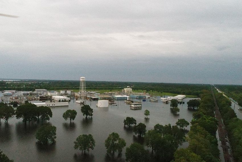 Aerial view of the Arkema chemical plant in Crosby, Texas.