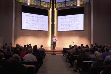 A church service at Memorial Church of Christ in Houston.