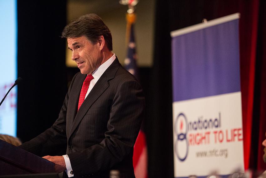 Gov. Rick Perry addresses the National Right to Life convention on June 27, 2013.