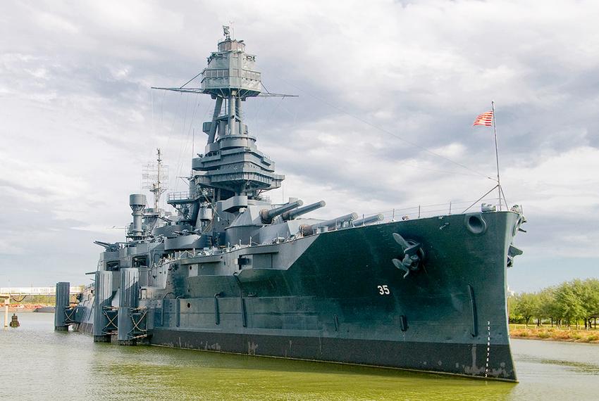 The Battleship Texas is currently docked in the Houston Ship Channel in LaPorte.