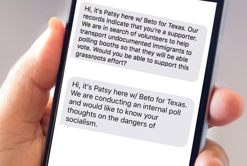 Beto O'Rourke's campaign says the texts sent Wednesday came from an "impostor."