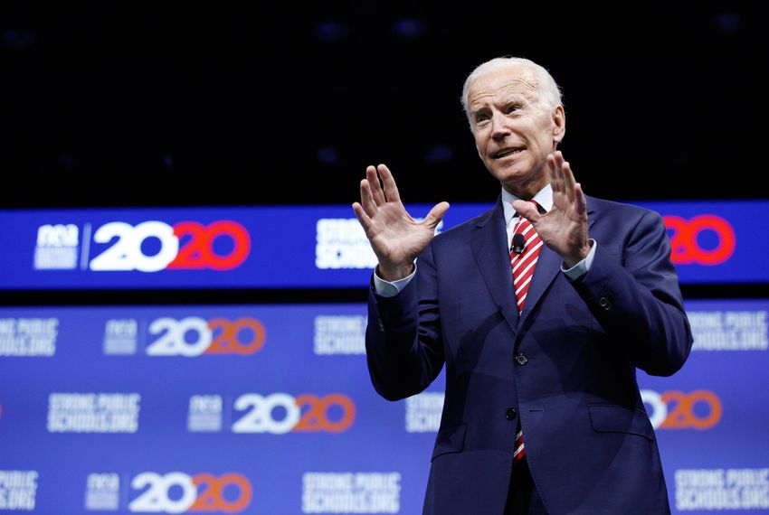 Former Vice President and presidential candidate Joe Biden speaks at the National Education association presidential forum in Houston on Friday, July 5, 2019.