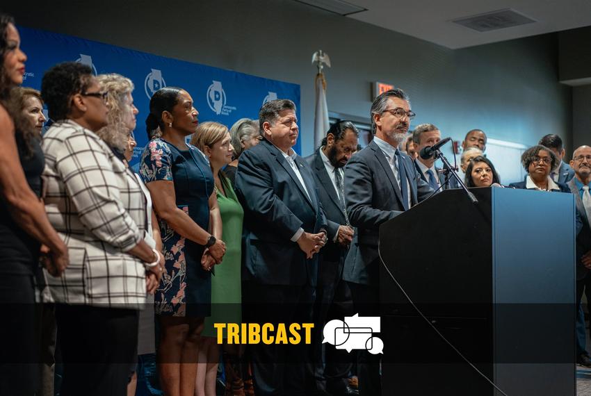 State Rep. Ramón Romero, D-Fort Worth, speaks at a press conference with members of the Texas House Democratic Caucus at Painters District Council 30 in Aurora, Ill., on Tuesday, Aug. 5, 2025.