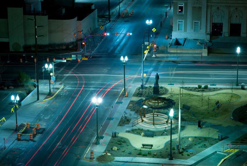 Downtown El Paso at night.