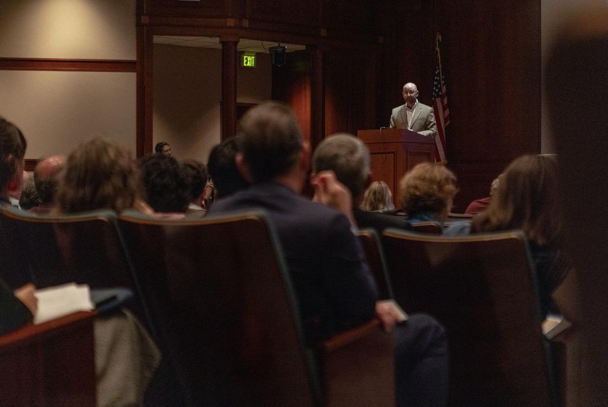House Natural Resources Chairman Cody Harris, R-Palestine, speaks during Texas Water Day at the Texas Capitol on March 3, 2025.