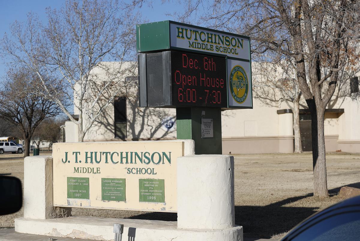 Exterior of the J.T. Hutchinson Middle School Wednesday morning.