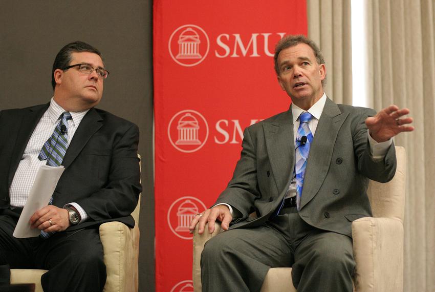 L to R: Larry Phillips (R) Sherman and Joe Pickett (D) El Paso during the Transportation and the 83rd Legislature section of The Texas Tribune's symposium held on the SMU campus.