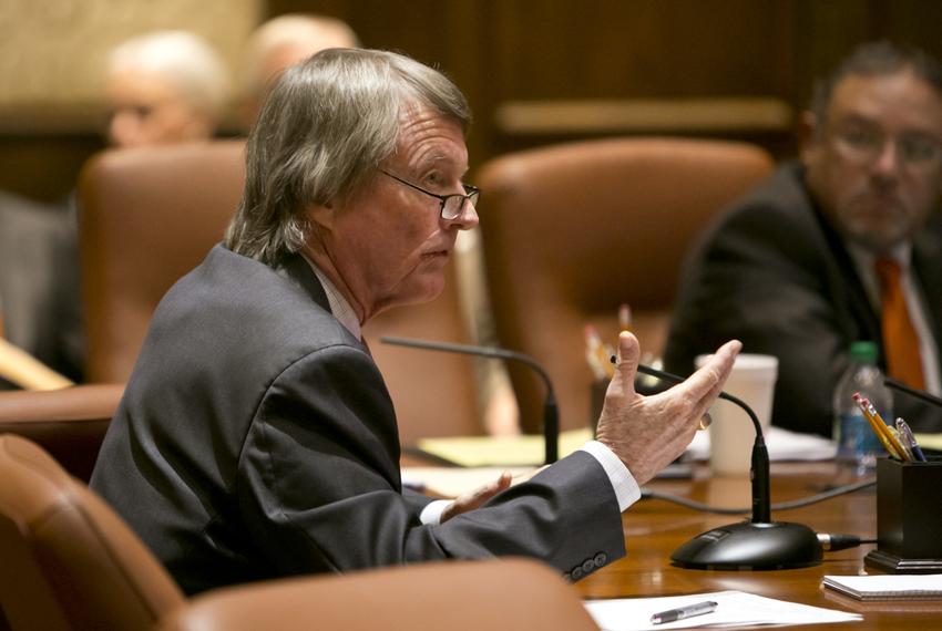 UT President Bill Powers speaks during a UT Board of Regents meeting on July 10, 2014.