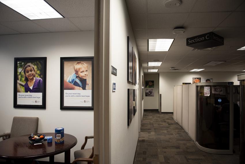 Heart Galleries — portraits of adoptable children — on display at the Child Protective Services office at the Texas Department of Family and Protective Services in Austin on Nov. 14, 2019.