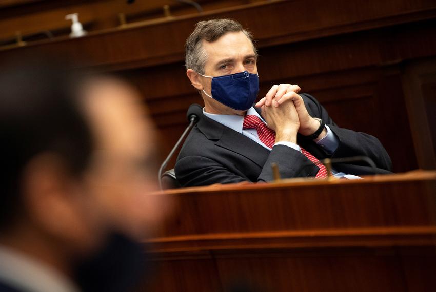 U.S. Rep. Van Taylor, R-Plano, listens as U.S. Treasury Secretary Steve Mnuchin testifies before a House Financial Services Committee at a hearing on Capitol Hill in Washington, D.c. on Sept. 22, 2020.