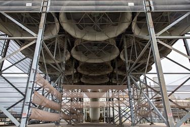 Air-cooled condensers at Vistra Corp.’s Midlothian Power Plant condense steam using air instead of water, greatly reducing plant water use on October 15, 2021. 