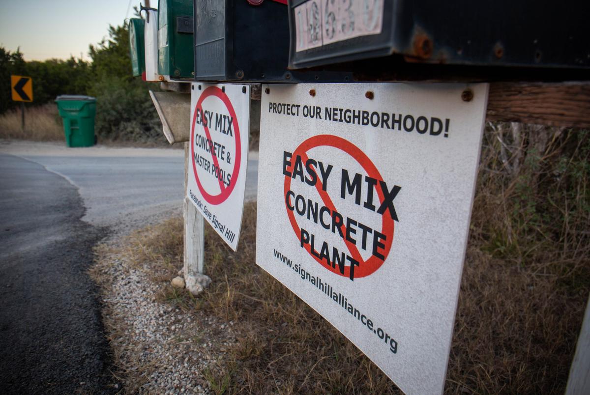 Hays County resident Lynn Ross owns one of the properties near a concrete batch plant in the Signal Hill neighborhood. As the number of concrete and other aggregate material plants continues to increase across Texas, tensions have risen amongst neighboring residents. Lynn Ross and her husband are pictured at their property in Austin on Nov. 18, 2020.