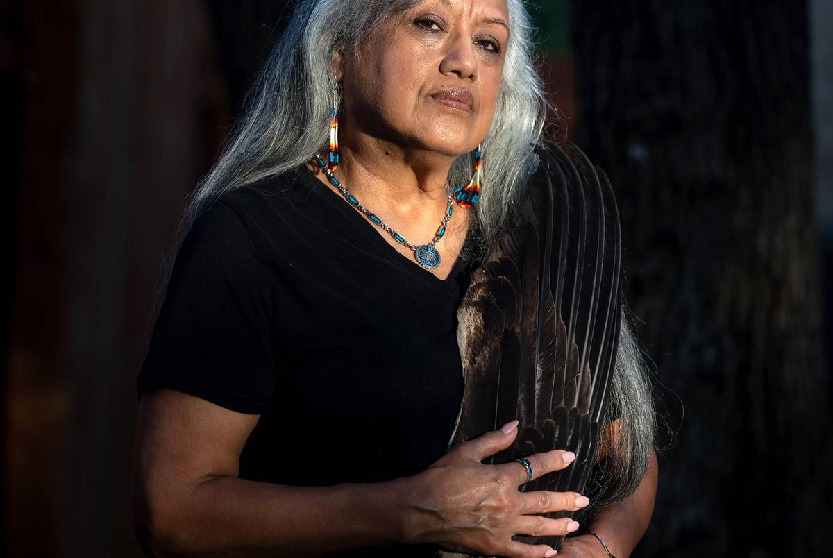 AUSTIN, JULY 25: Juanita Ramos poses for a portrait in her back yard on July 25, 2020. (Photo by Montinique Monroe)