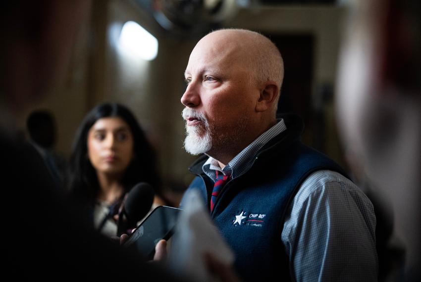U.S. Rep. Chip Roy, R-Austin, talks with reporters after a meeting of the House Republican Conference in the U.S. Capitol on Wednesday, Feb. 5, 2025.