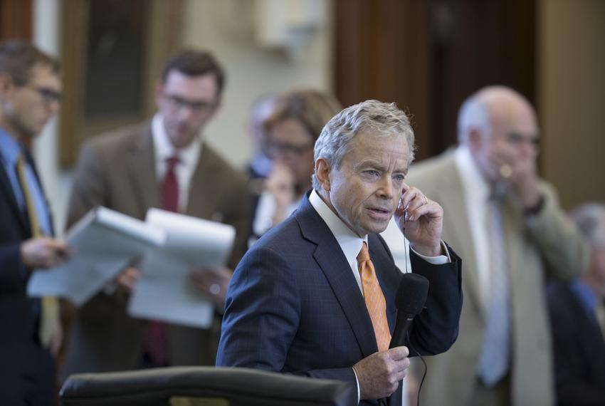 State Sen. Don Huffines, D-Dallas, lays out Senate Bill 15 on July 26, 2017.  The measure would preempt dozens of local ordinances on using cellphones while driving, including a texting while driving ban passed in the regular session and set to commence on Sept. 1.