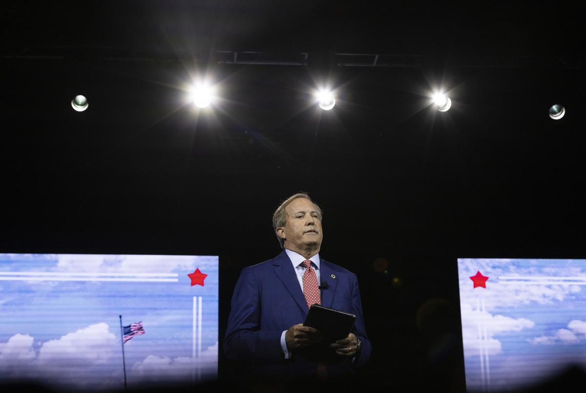 Attorney General Ken Paxton speaks at the 2024 Texas GOP Convention in San Antonio on May 23, 2024.