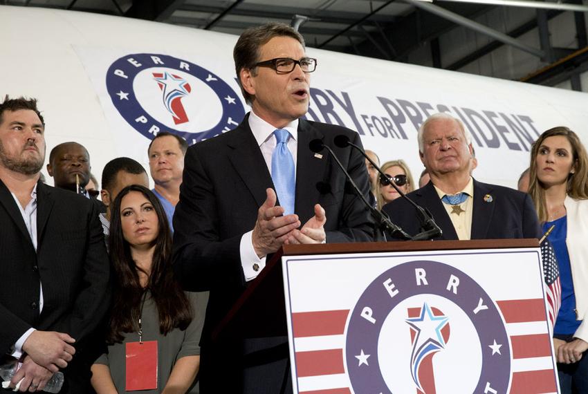 Former Gov. Rick Perry announces his 2016 candidacy for president June 4, 2015, in Addison, Texas.