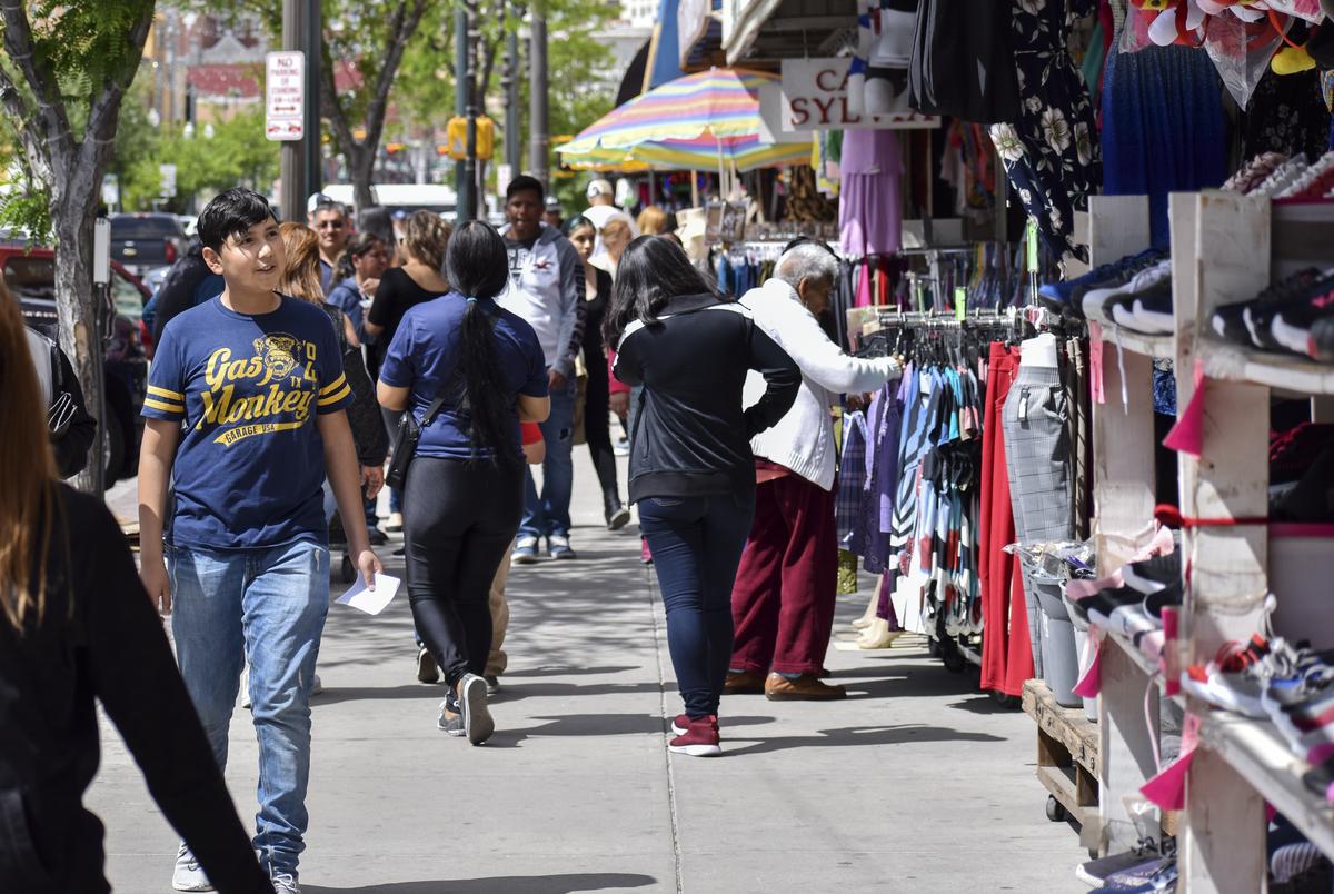 Shoppers in downtown El Paso on April 12, 2019.