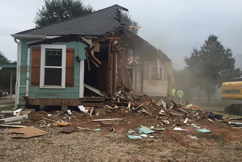 Randa Langerud's Wharton home being demolished due to damage sustained from Hurricane Harvey. Langerud's home was the first of 10 to be torn down in her neighborhood.