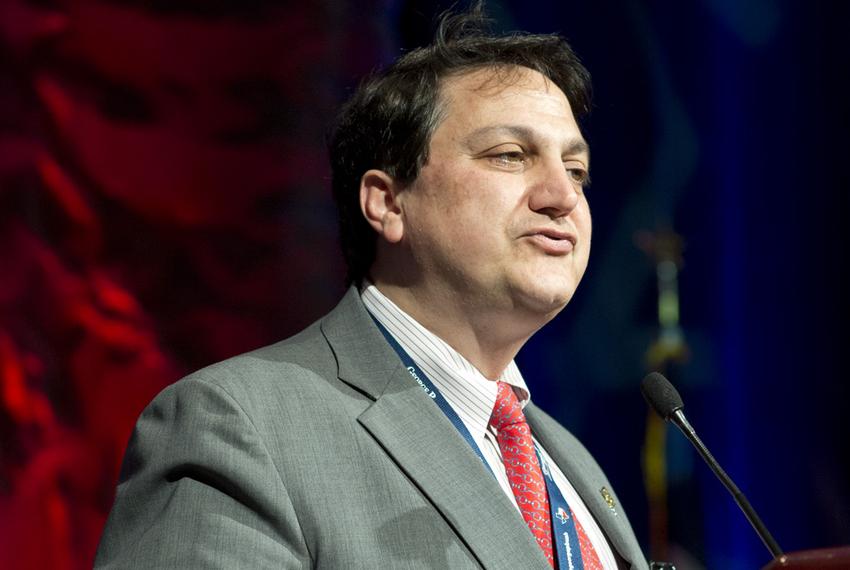 Texas Republican Party chairman Steve Munisteri speaks to the Grassroots Club in Fort Worth on June 5, 2014.