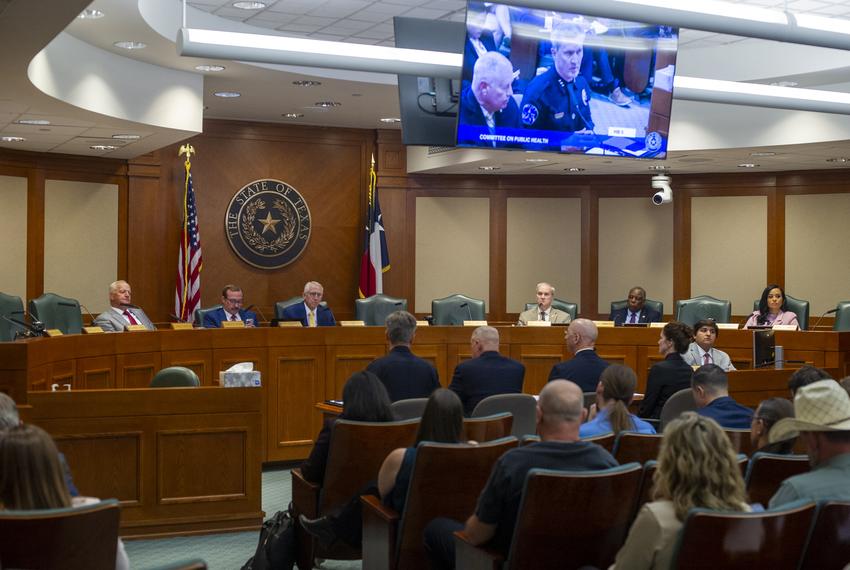 Steve Dye, city of Allen chief of police, testifies in favor of Senate Bill 5 banning THC during a committee hearing at the state Capitol in Austin on Wednesday, Aug. 13, 2025. Dye spoke on the worrying cost of testing THC products and enforcing regulation.