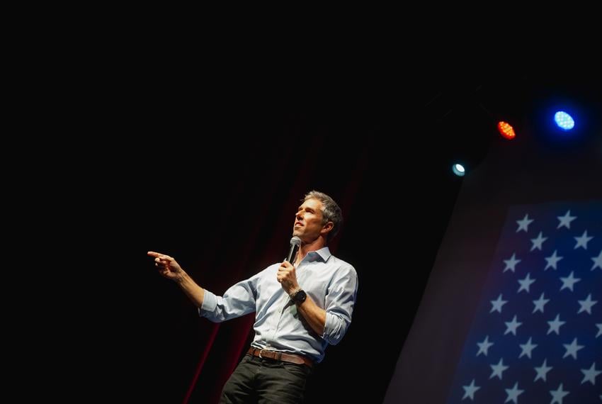 Former U.S. Rep. Beto O'Rourke speaks during the People vs. the Power Grab rally at the Ridglea Theater in Fort Worth on Saturday, Aug. 9, 2025.