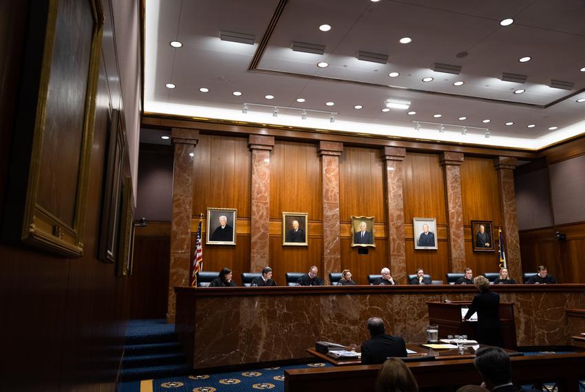 The Supreme Court of Texas hears the final arguments concerning whether ERCOT has sovereign immunity, at the Supreme Court Building on the Capitol grounds in Austin on Jan. 9, 2023.