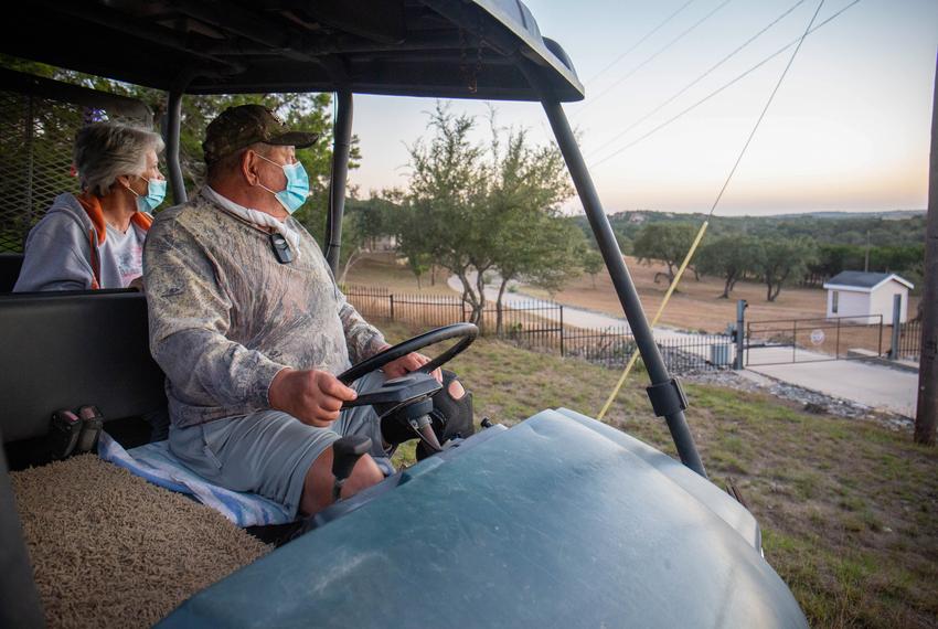 Hays County resident Lynn Ross owns one of the properties near a concrete batch plant in the Signal Hill neighborhood. As the number of concrete and other aggregate material plants continues to increase across Texas, tensions have risen amongst neighboring residents. Lynn Ross and her husband are pictured at their property in Austin on Nov. 18, 2020.