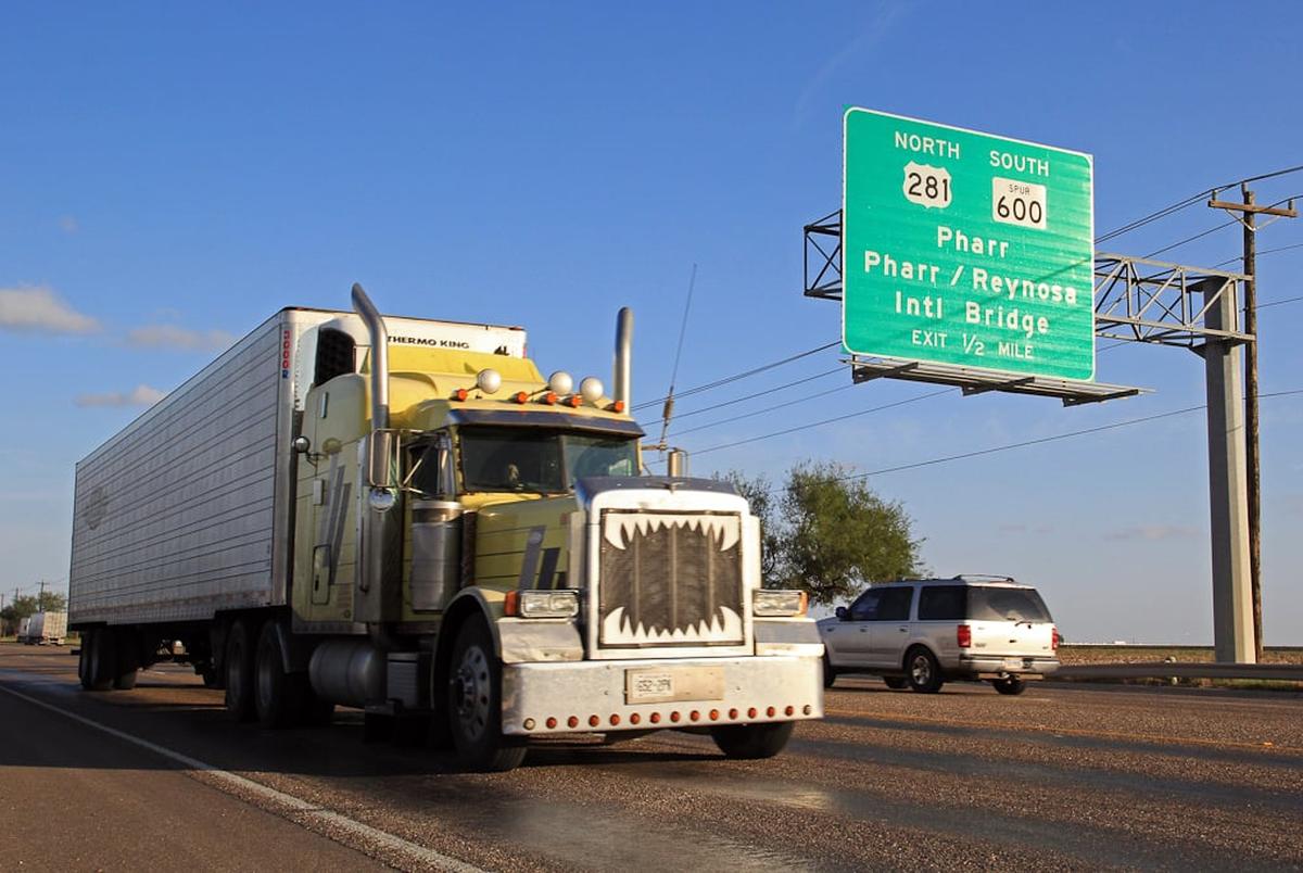 A truck travels on U.S. Highway 281 in Pharr. 281 stretches from the U.S.-Mexico border to the U.S.-Canada border.