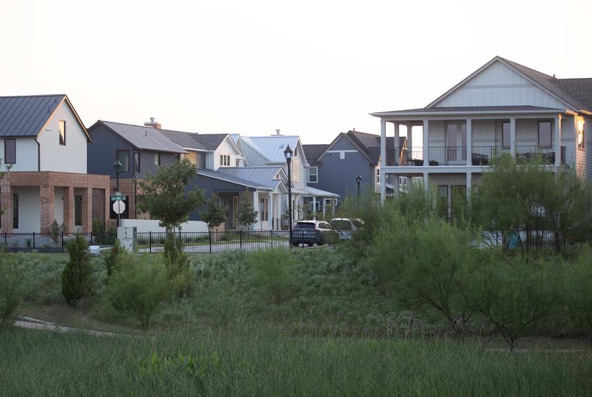 Homes in an East Austin neighborhood on Aug. 24, 2025.