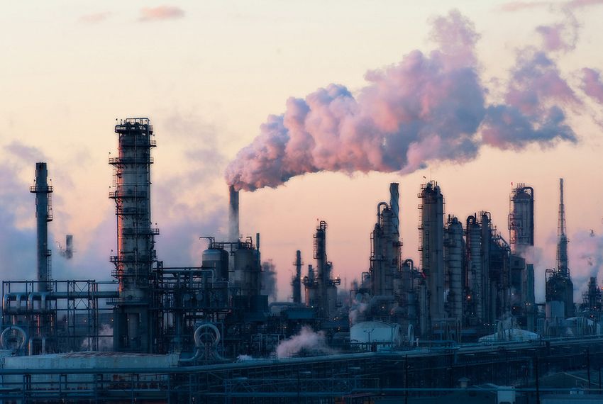 An oil refinery along the Houston Ship Channel.