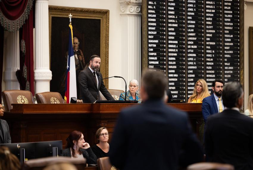 House Speaker Dustin Burrows, R-Lubbock, speaks on the floor of the Texas House on Aug. 18, 2025, two weeks after democrats walked out during the middle of the special session.