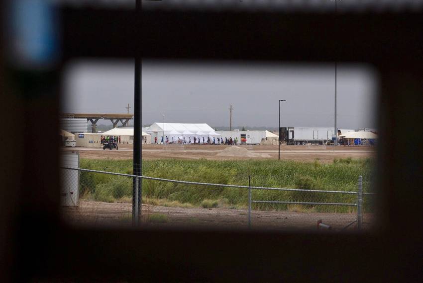 The tent city erected to house children separated from their parents at the border in Tornillo, on June 16, 2018.