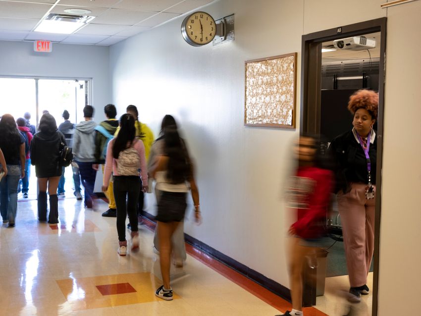 AUSTIN, TEXAS - July 23, 2025: Austin Voices for Education and Youth, hosts a summer camp at the Dobie Middle School for students that attend the three Austin ISD schools at risk of closure. Ilana Panich-Linsman for The Texas Tribune