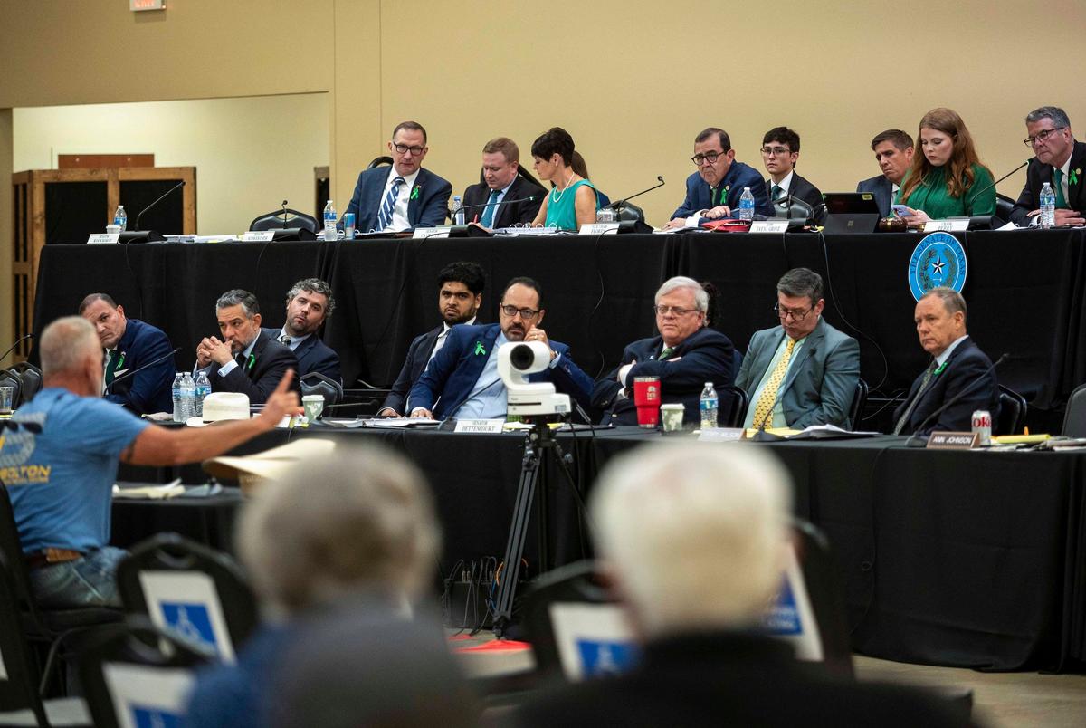 The joint committee listens to testimony of Bud Bolton at Hill Country Youth Event Center on Thursday, July 31, 2025 in Kerrville, Texas. Bolton spoke about evacuating his home the morning of July 4th and the aftermath in the early hours of the floods. 