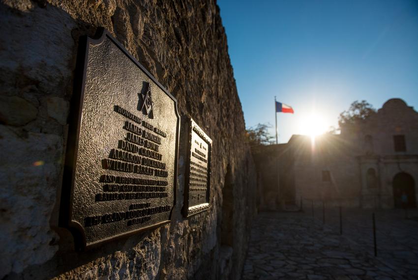 Sunrise over the historic Alamo in San Antonio, Texas.